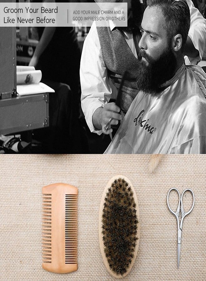 AOHO MOOON Hair Dough Beard Brush & Comb, Scissors Set for Men, Set Includes Soft Boar Bristle Brush, Bamboo Wide Tooth Comb, and Mustache Trimming Scissors, Straighten & Soften Your Beard - Image 3